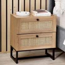 Pabla Wooden Bedside Cabinet With 2 Drawers In Oak