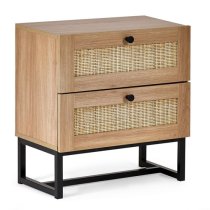 Pabla Wooden Bedside Cabinet With 2 Drawers In Oak