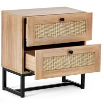 Pabla Wooden Bedside Cabinet With 2 Drawers In Oak