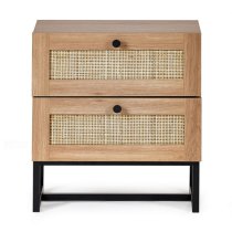 Pabla Wooden Bedside Cabinet With 2 Drawers In Oak