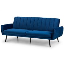 Abeje Velvet Sofa Bed In Blue With Black Tapered Legs