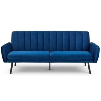 Abeje Velvet Sofa Bed In Blue With Black Tapered Legs