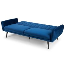 Abeje Velvet Sofa Bed In Blue With Black Tapered Legs