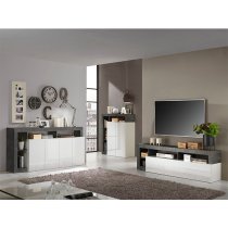 Hanmer High Gloss TV Stand With 1 Door In White And Oxide