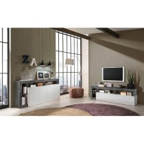 Hanmer High Gloss TV Stand With 1 Door In White And Oxide