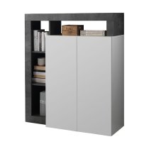 Hanmer High Gloss Highboard With 2 Doors In White And Oxide