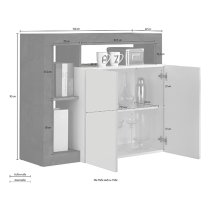 Hanmer High Gloss Sideboard With 2 Doors In White And Oxide