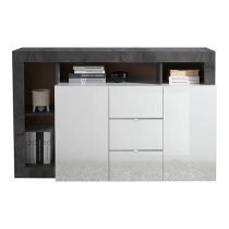 Hanmer Gloss Sideboard With 2 Doors 3 Drawers In White And Oxide