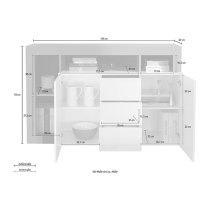 Hanmer Gloss Sideboard With 2 Doors 3 Drawers In White And Oxide