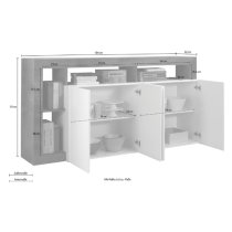 Hanmer High Gloss Sideboard With 4 Doors In White And Oxide