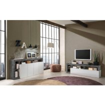 Hanmer High Gloss Sideboard With 4 Doors In White And Oxide