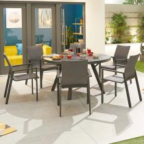 Pengta Outdoor Round 150cm Ceramic Top Dining Table In Slate