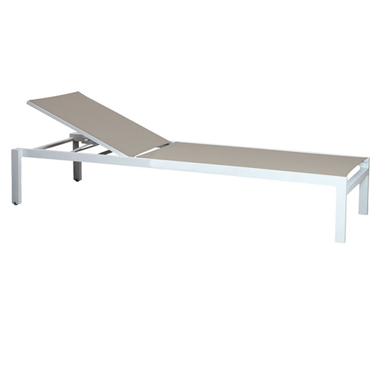 Oakhill Outdoor Textilene Sun Lounger In Stone And White