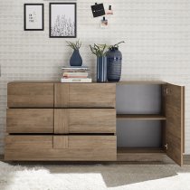 Jining Wooden Sideboard With 1 Door 3 Drawers In Oak