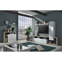 Hanmer High Gloss Sideboard With 2 Doors In White And Pewter