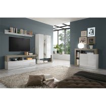 Hanmer High Gloss Sideboard With 2 Doors In White And Pewter