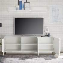 Jining High Gloss TV Stand With 3 Doors In White