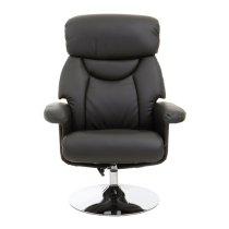 Dumai PU Leather Recliner Chair With Footstool In Black