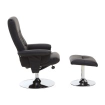 Dumai Leather Recliner Chair With Footstool In Black