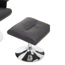 Dumai Leather Recliner Chair With Footstool In Black