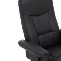 Dumai Leather Recliner Chair With Footstool In Black