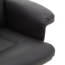 Dumai Leather Recliner Chair With Footstool In Black