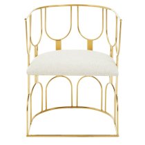 Azaltro Fabric Bedroom Chair With Gold Metal Frame In Natural