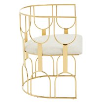 Azaltro Fabric Bedroom Chair With Gold Metal Frame In Natural