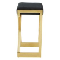 Azaltro Black Velvet Bar Stool With Gold Steel Frame