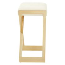 Azaltro Ivory Velvet Bar Stool With Gold Steel Frame