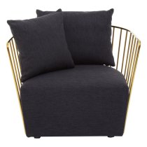 Azaltro Fabric Lounge Chair With Gold Steel Frame In Black