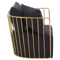 Azaltro Fabric Lounge Chair With Gold Steel Frame In Black