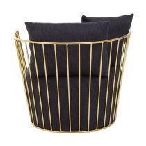 Azaltro Fabric Lounge Chair With Gold Steel Frame In Black