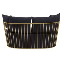 Azaltro Fabric 2 Seater Sofa With Gold Steel Frame In Black