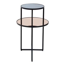 Cusco Smoked Mirror Glass Side Table With Black Metal Frame