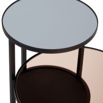 Cusco Smoked Mirror Glass Side Table With Black Metal Frame