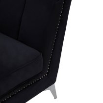 Hefei Velvet 1 Seater Sofa With Chrome Metal Legs In Black