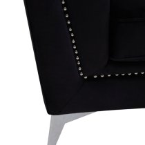 Hefei Velvet 1 Seater Sofa With Chrome Metal Legs In Black