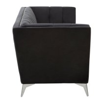 Hefei Velvet 3 Seater Sofa With Chrome Metal Legs In Black