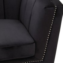 Hefei Velvet 3 Seater Sofa With Chrome Metal Legs In Black