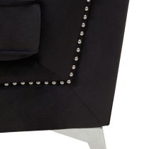 Hefei Velvet 3 Seater Sofa With Chrome Metal Legs In Black