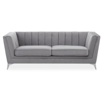 Hefei Velvet 3 Seater Sofa With Chrome Metal Legs In Grey