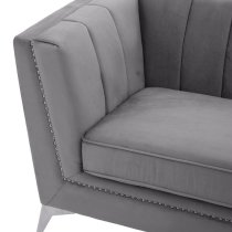 Hefei Velvet 3 Seater Sofa With Chrome Metal Legs In Grey