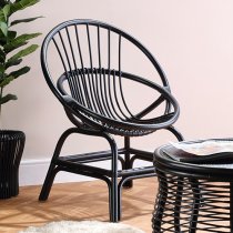 Muenster Round Rattan Accent Chair In Black