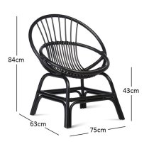 Muenster Round Rattan Accent Chair In Black