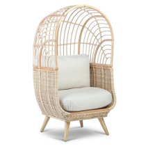 Cainta Rattan Armchair With Smooth Beige Seat Cushion