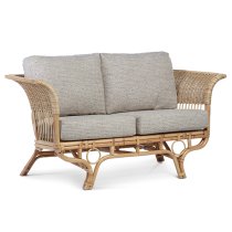 Benoni Rattan 2 Seater Sofa With Blush Tweed Seat Cushion