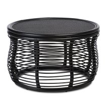 Rybnik Round Wicker Top Rattan Coffee Table In Black