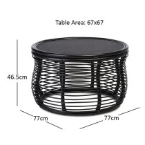 Rybnik Round Wicker Top Rattan Coffee Table In Black