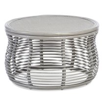 Rybnik Round Wicker Top Rattan Coffee Table In Grey